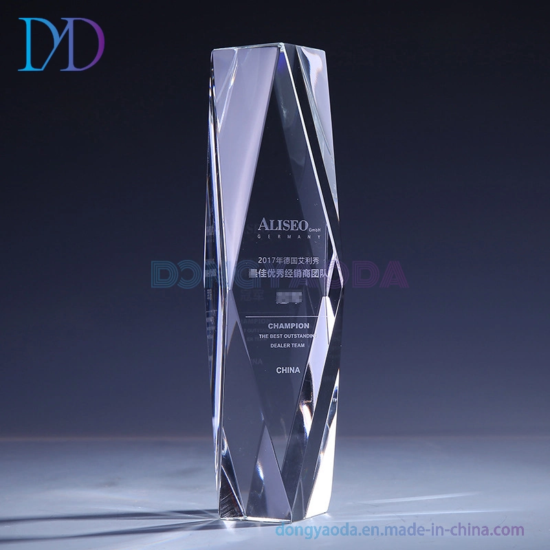 Crystal Trophy Award Lettering Used for Company Commendation/School Medal