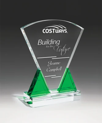 New Design Crystal Trophy Green Plaque