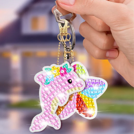 DIY Diamond Painting Gem Sticker Keychain Unicorn